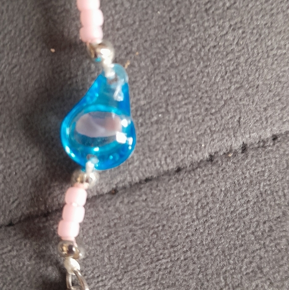 Blue And Pink With Fetus Bead Silver Rosary - Picture 2 of 7